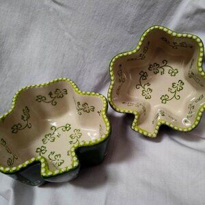 temp-tations® 'Floral Lace' Green Shamrock Clover 8oz set of 2 Ramekins